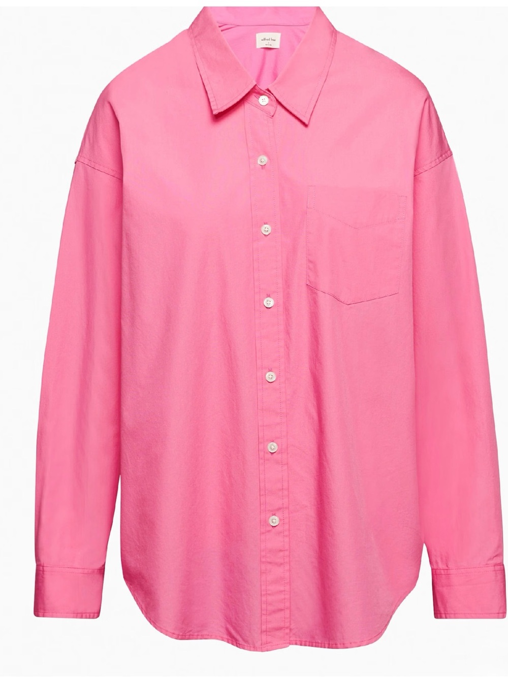 Aritzia Wilfred Relaxed Cotton Poplin Button-Down Shirt Bright Bubble Gum Pink S - Picture 7 of 7